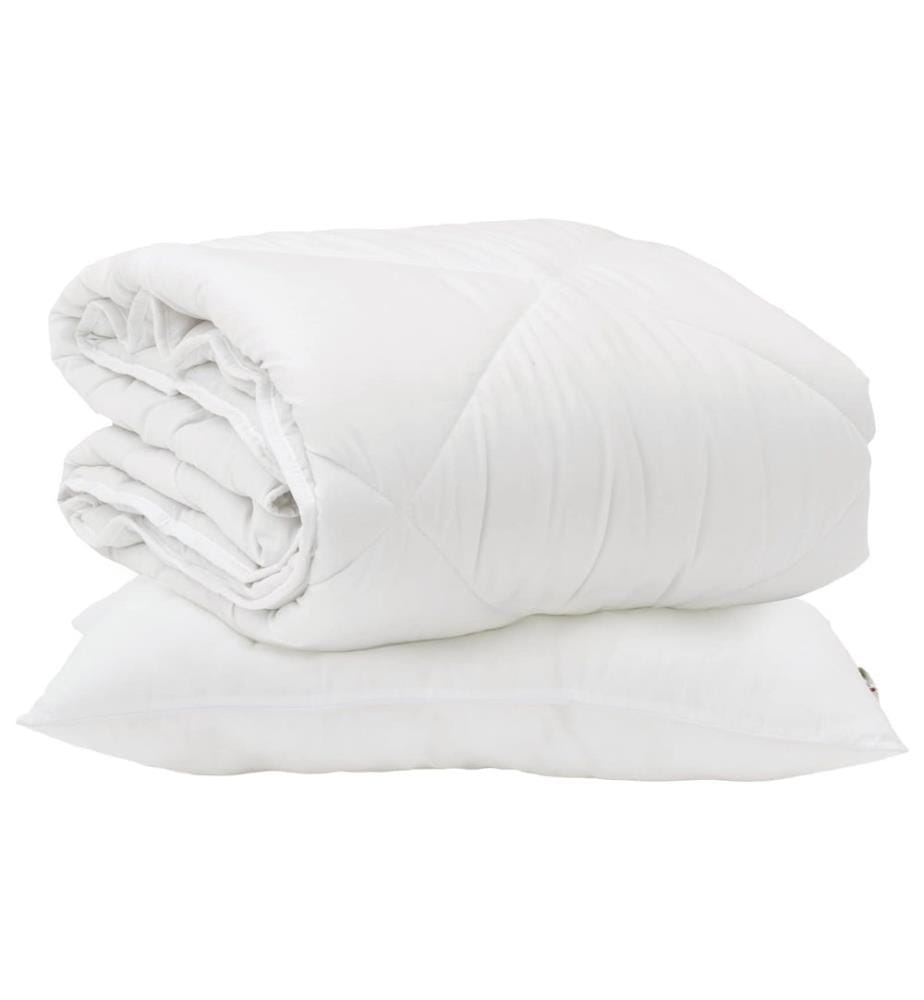 Bettdecke mit Kissen 2 pcs Weiss Mikrofaser