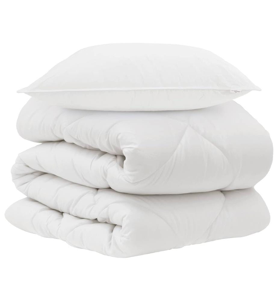 Couette avec oreiller 2 pcs Blanc Microfibre
