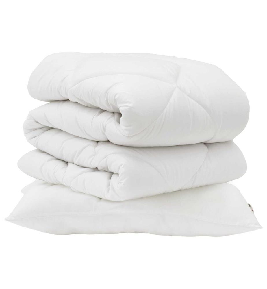Bettdecken Set mit Kissen 2 pcs Weiss Mikrofaser