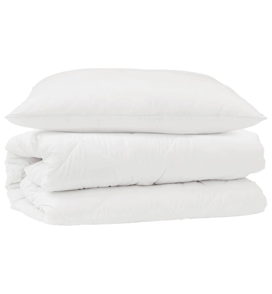 Bettdecken Set mit Kissen 2 pcs Weiss Mikrofaser