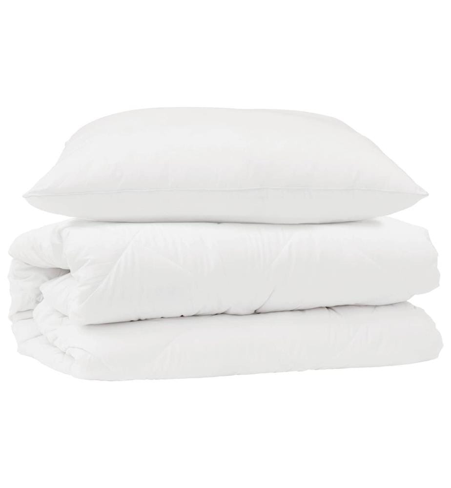 Bettdecken Set mit Kissen 2 pcs Weiss Mikrofaser