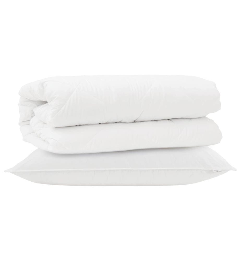Bettdecken Set mit Kissen 2 pcs Weiss Mikrofaser