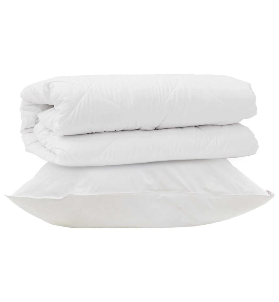 Bettdecken Set mit Kissen 2 pcs Weiss Mikrofaser