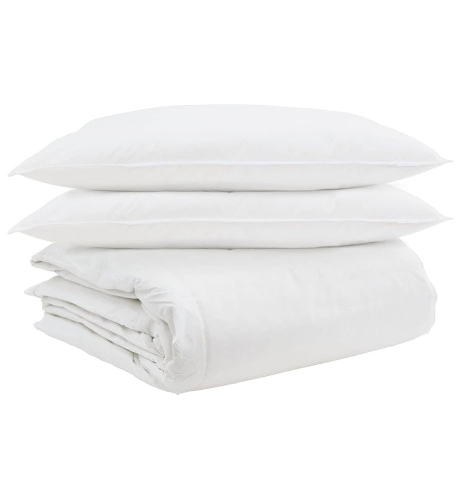 Bettdecken Set mit Kissen 3 pcs Weiss Daunenfeder