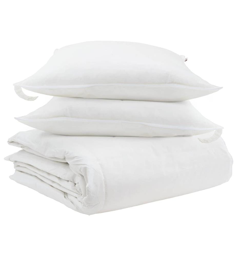 Bettdecken Set mit Kissen 3 pcs Weiss Daunenfeder