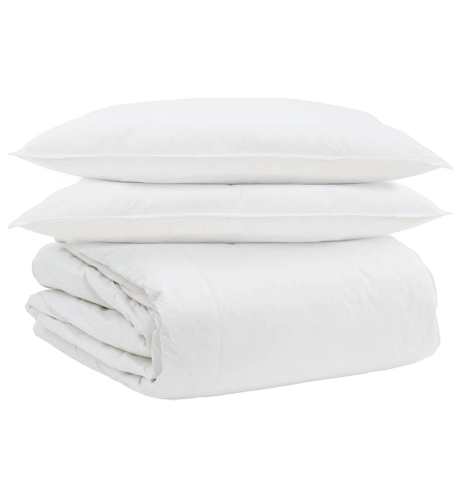 Bettdecken Set mit Kissen 3 pcs Weiss Daunenfeder