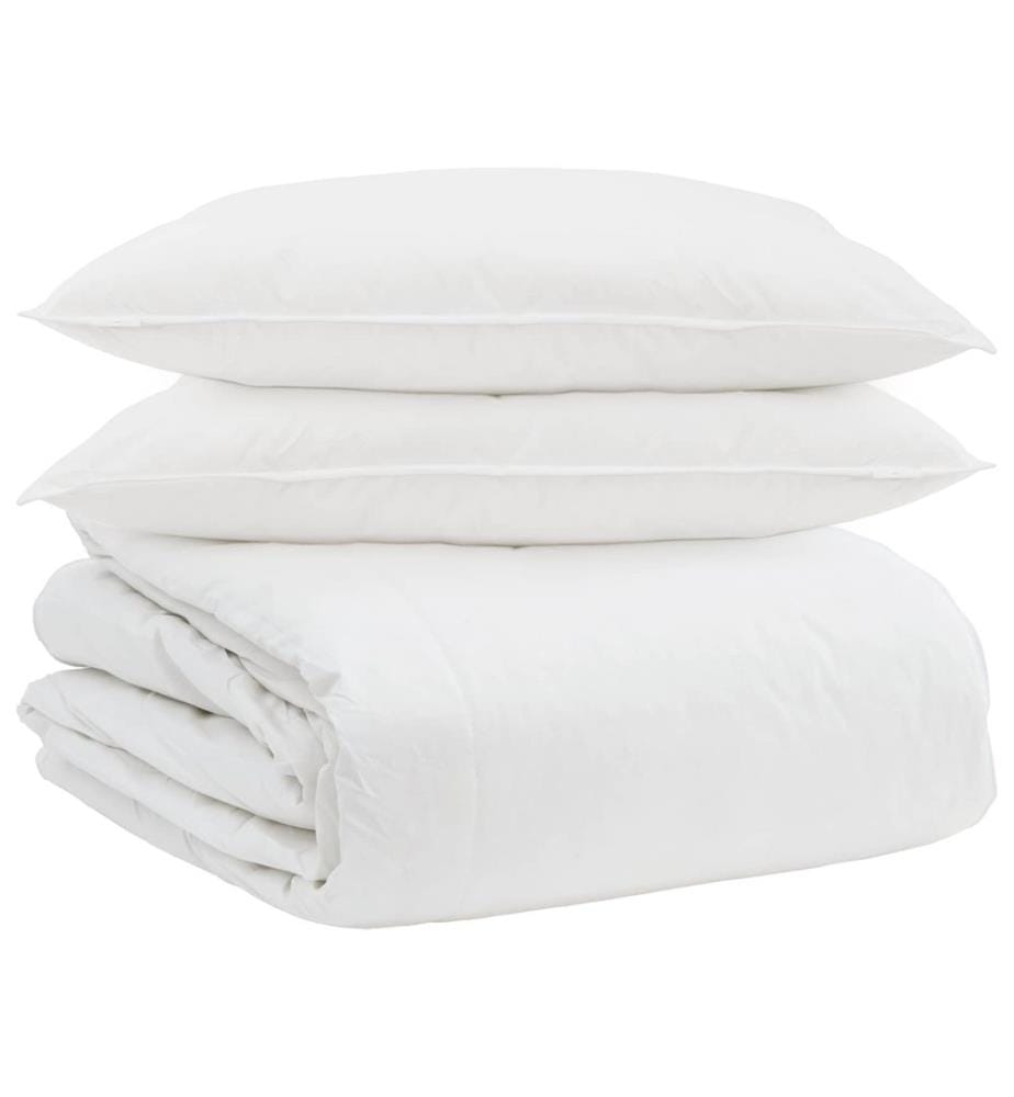 Bettdecken Set mit Kissen 3 pcs Weiss Daunenfeder