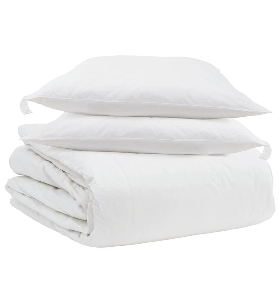 Bettdecken Set mit Kissen 3 pcs Weiss Daunenfeder