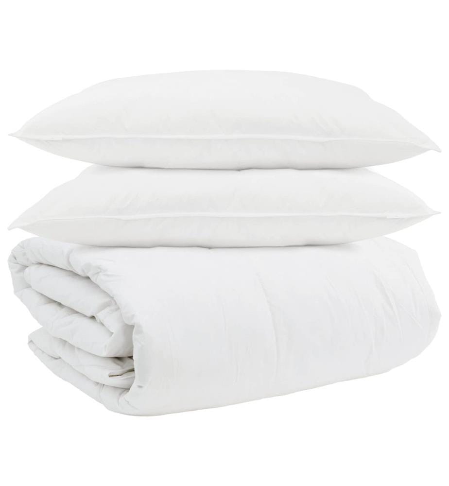 Bettdecken Set mit Kissen 3 pcs Weiss Daunenfeder