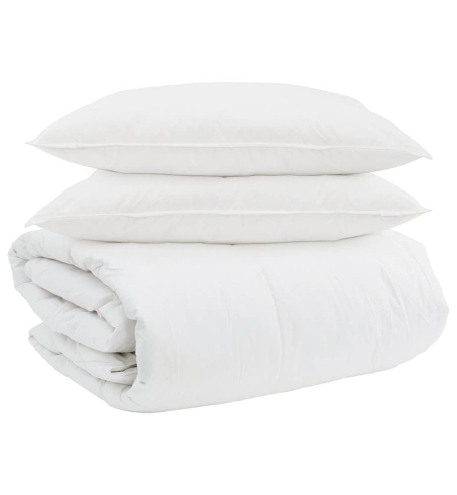 Bettdecken Set mit Kissen 3 pcs Weiss Daunenfeder