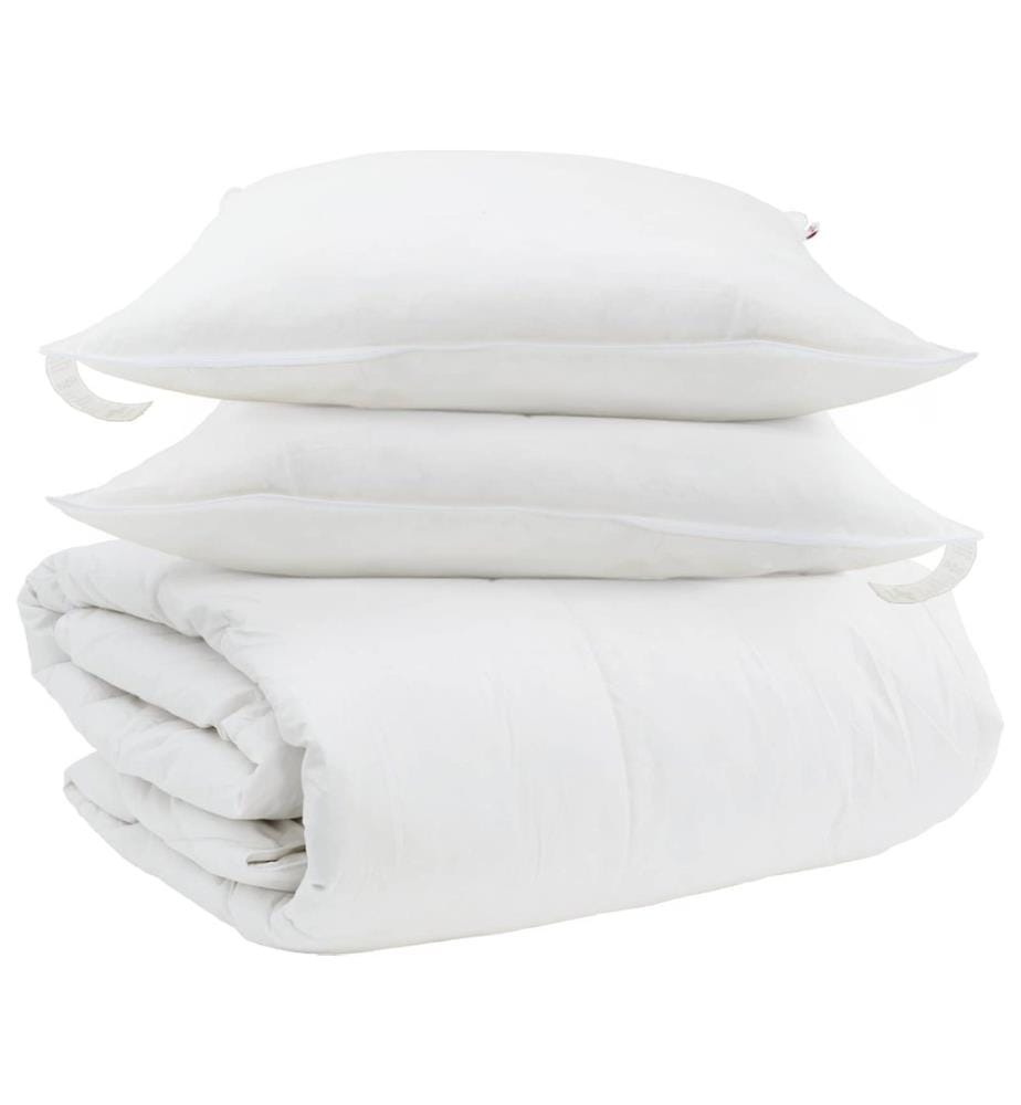 Bettdecken Set mit Kissen 3 pcs Weiss Daunenfeder