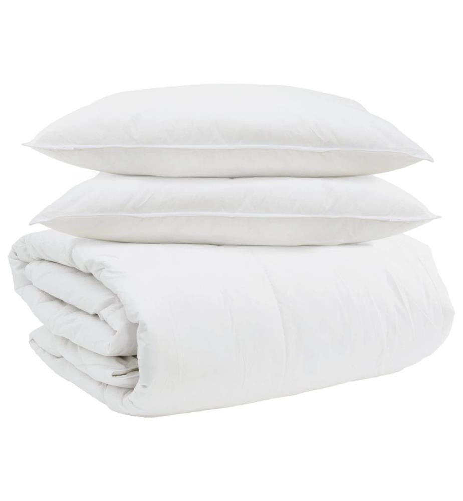 Bettdecken Set mit Kissen 3 pcs Weiss Daunenfeder