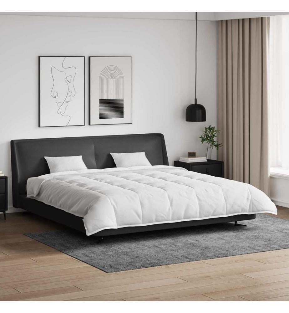 Bettdecken Set mit Kissen 3 pcs Weiss Mikrofaser und Baumwolle
