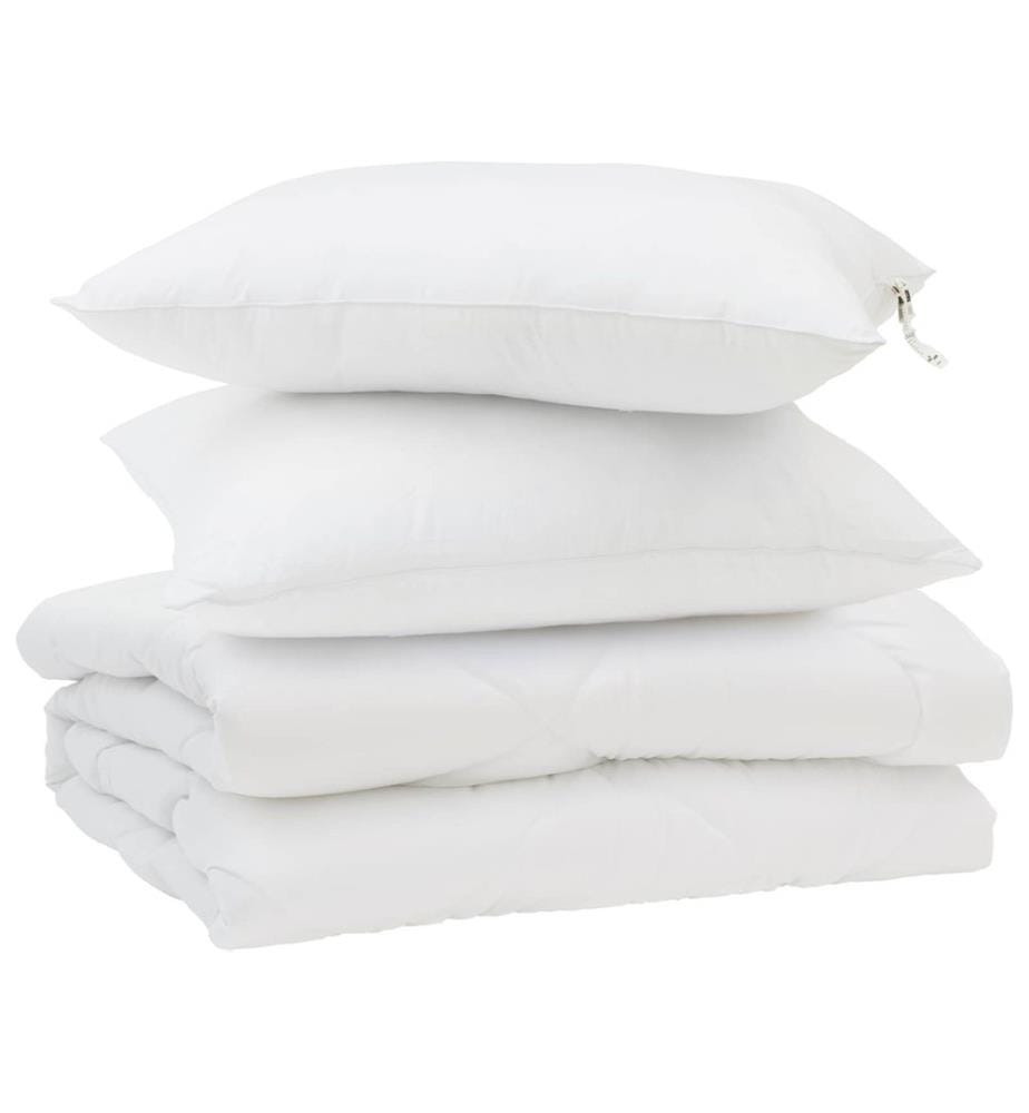 Duvet d'été simple avec oreiller 3 pcs Blanc Microfibre