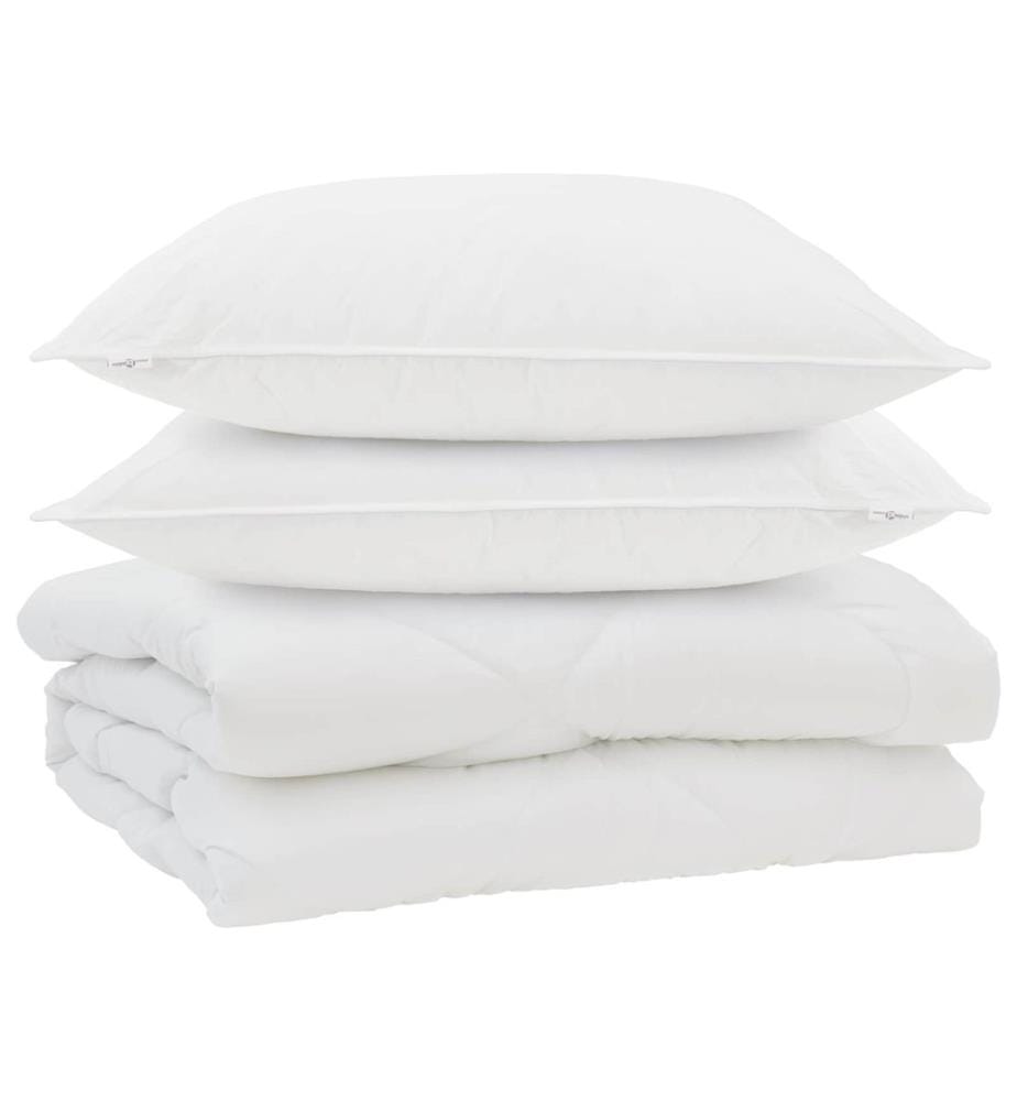 Bettdecke mit Kissen 3 pcs Weiss Mikrofaser