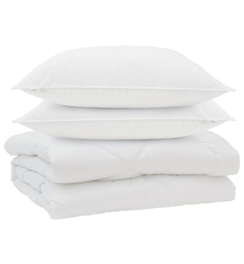 Couette avec oreiller 3 pcs Blanc Microfibre