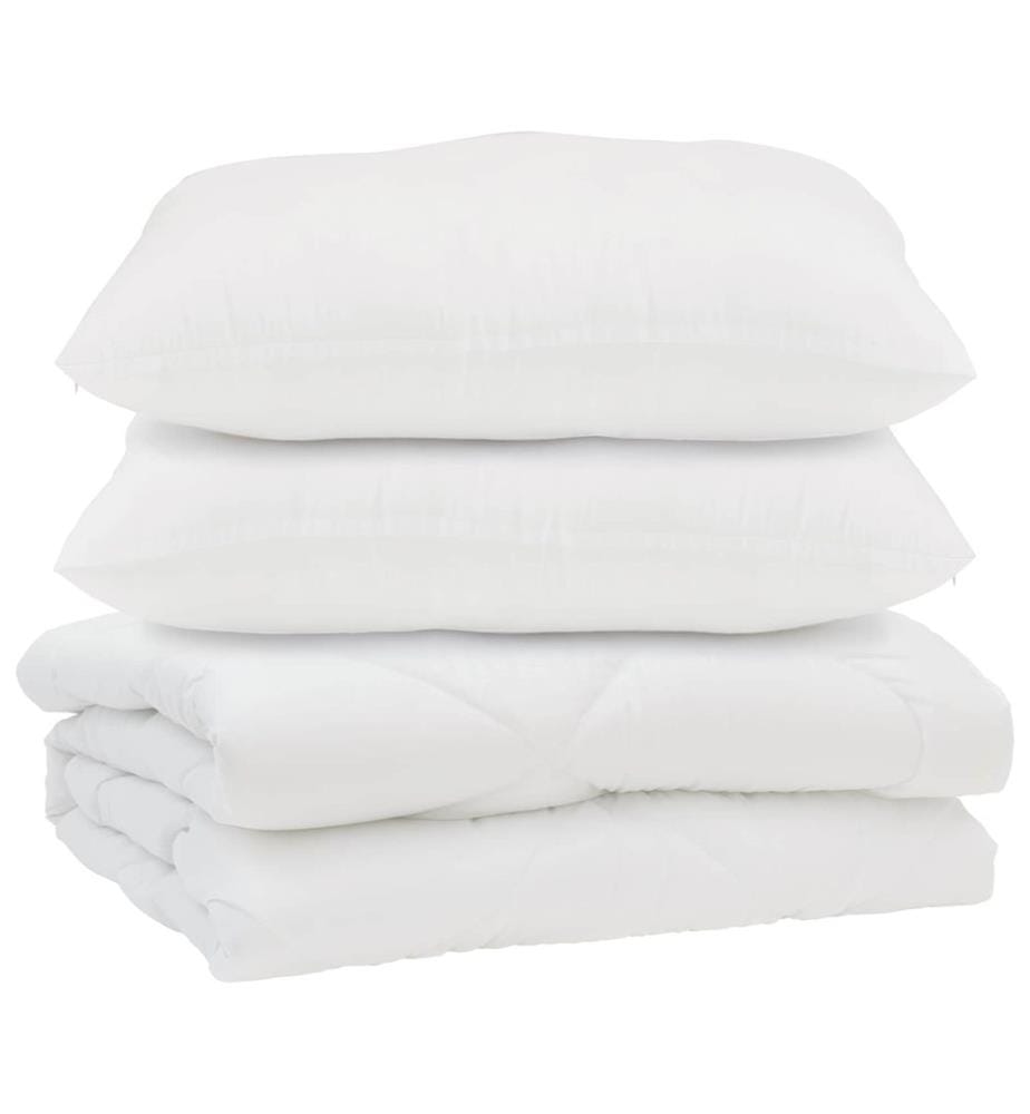Bettdecke mit Kissen 3 pcs Weiss Mikrofaser