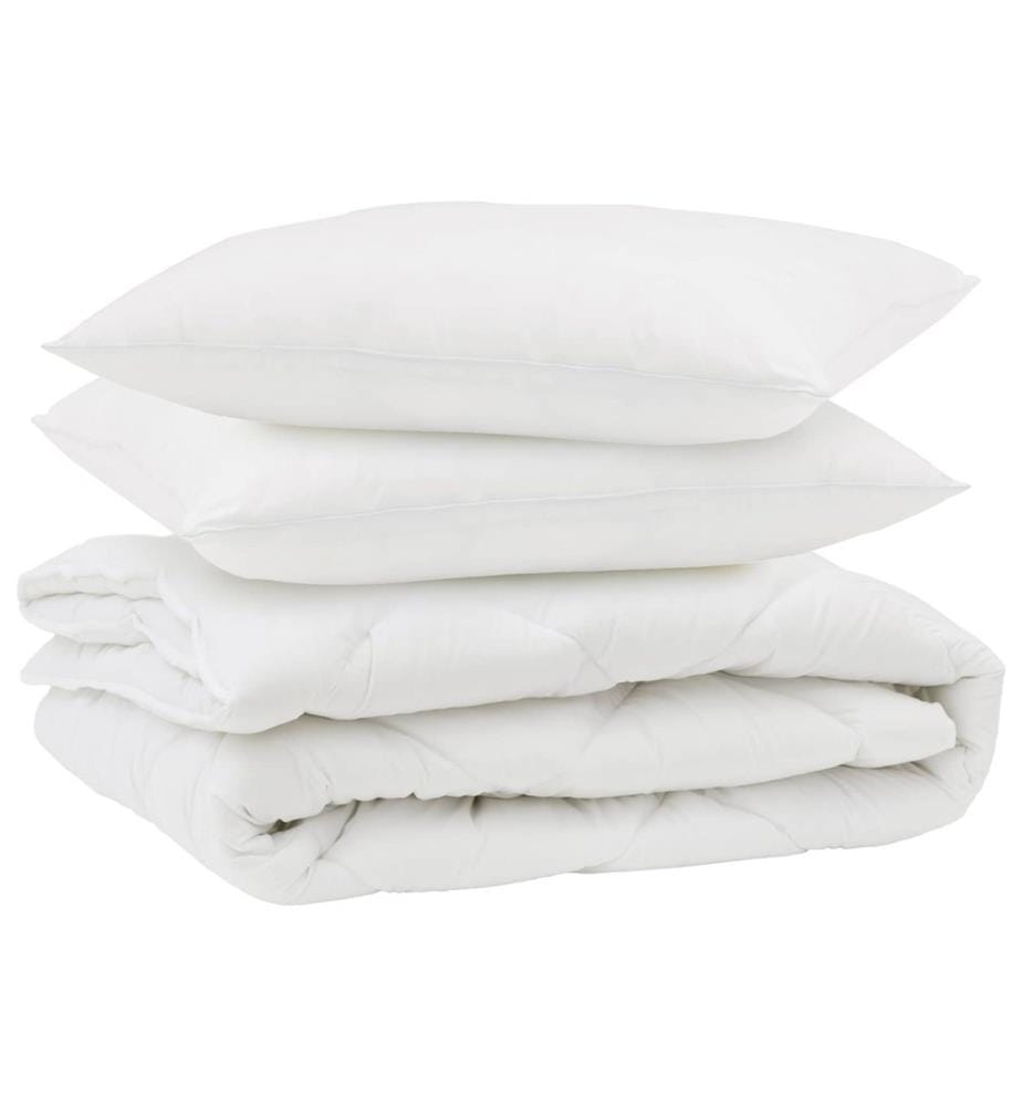Bettdecke mit Kissen 3 pcs Weiss Mikrofaser