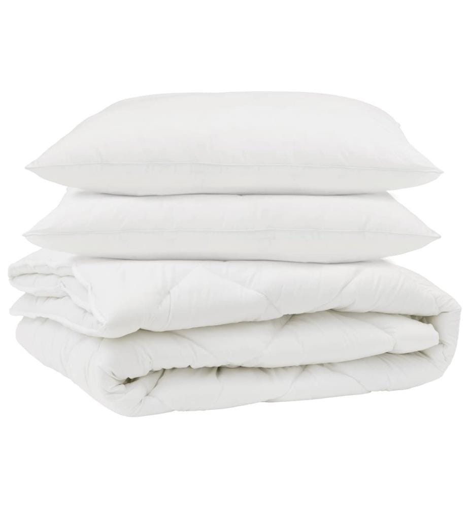 Bettdecke mit Kissen 3 pcs Weiss Mikrofaser