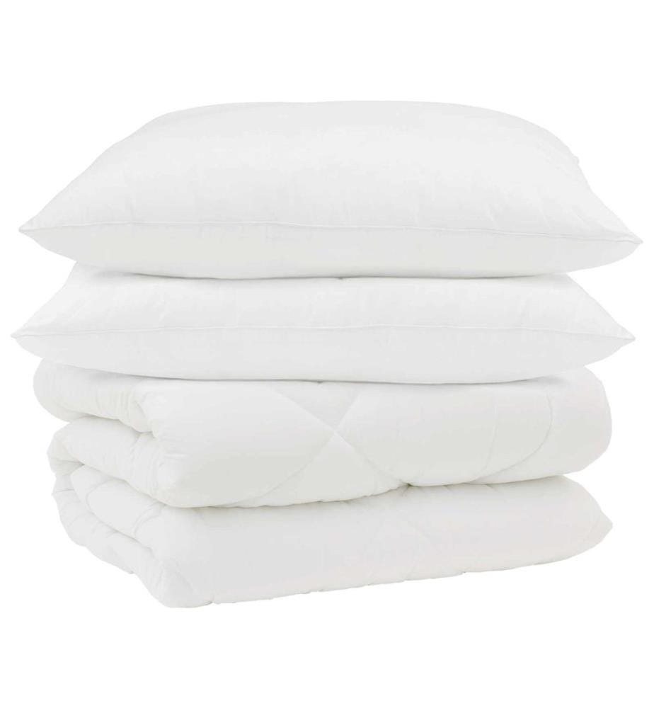 Duvet d'hiver avec oreiller 3 pcs Blanc Microfibre