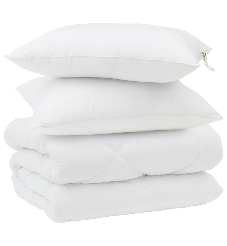 Duvet d'hiver avec oreiller 3 pcs Blanc Microfibre
