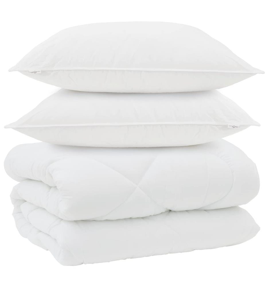 Winterbettdecke mit Kissen 3 pcs Weiss Mikrofaser