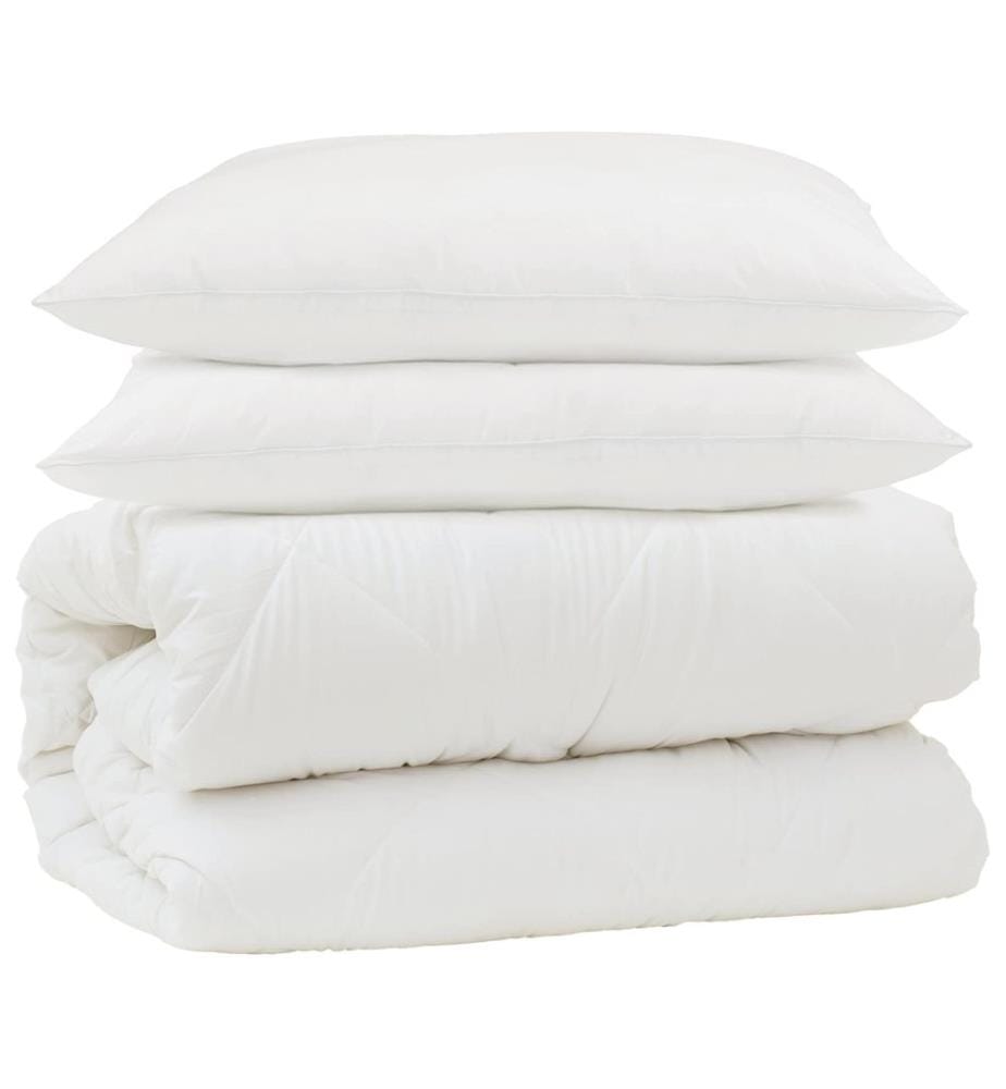 Ensemble de Duvet 3 pcs Blanc Microfibre et Plumes D'oie