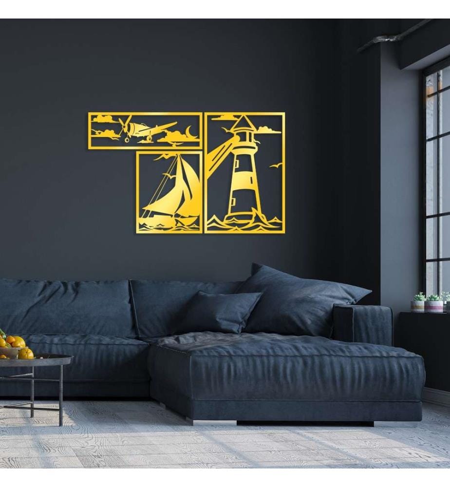 Decorative Metal Wall Accessory, Gold, Metal Body
