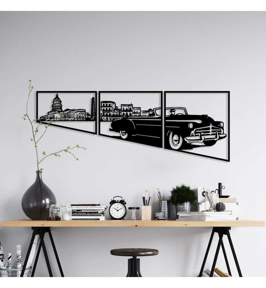 Decorative Metal Wall Accessory, Black, Metal Body