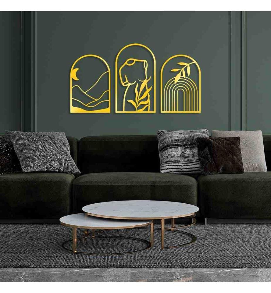 Decorative Metal Wall Accessory, Gold, Metal Body