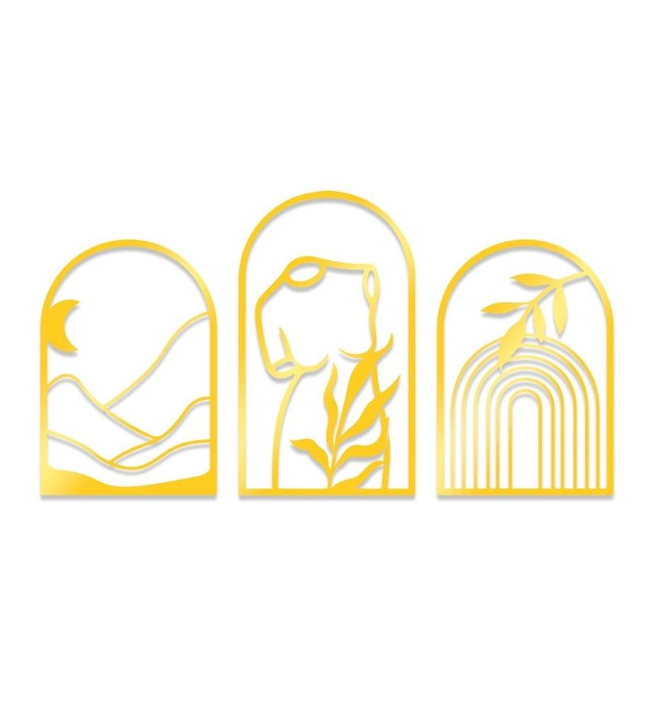 Decorative Metal Wall Accessory, Gold, Metal Body