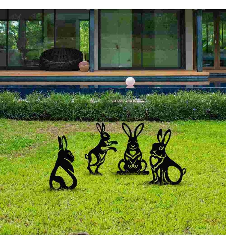 Dekoratives Garten-Metall-Zubehör-Set, Schwarz, Metall