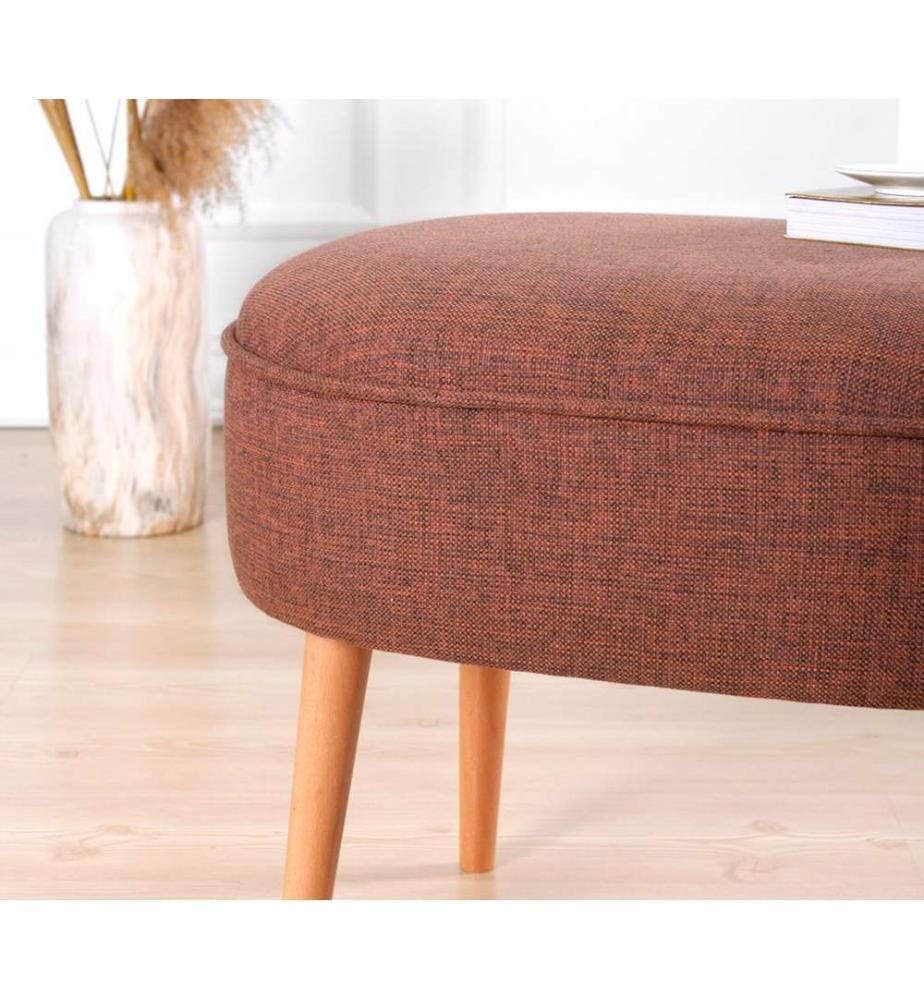 Pouffe, Tile Red, Linen