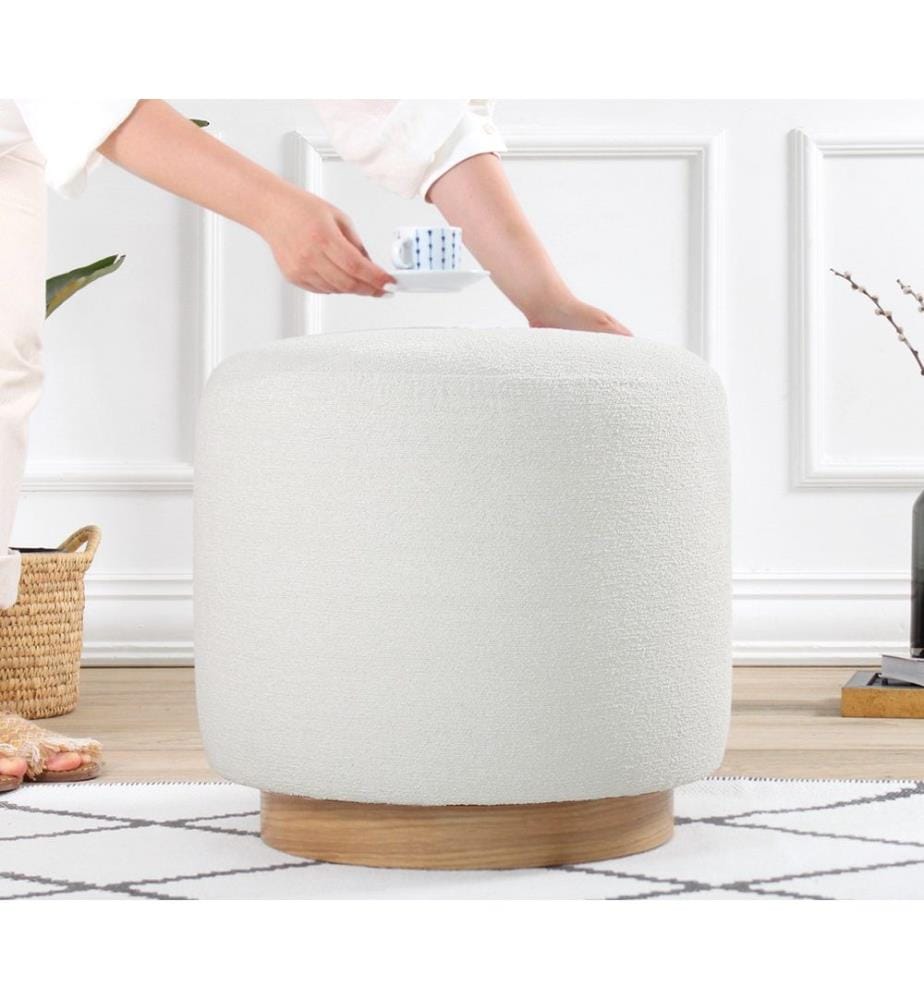 Pouf, crème, 50% coton / 50% lin