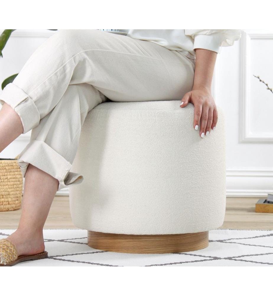 Pouf, crème, 50% coton / 50% lin
