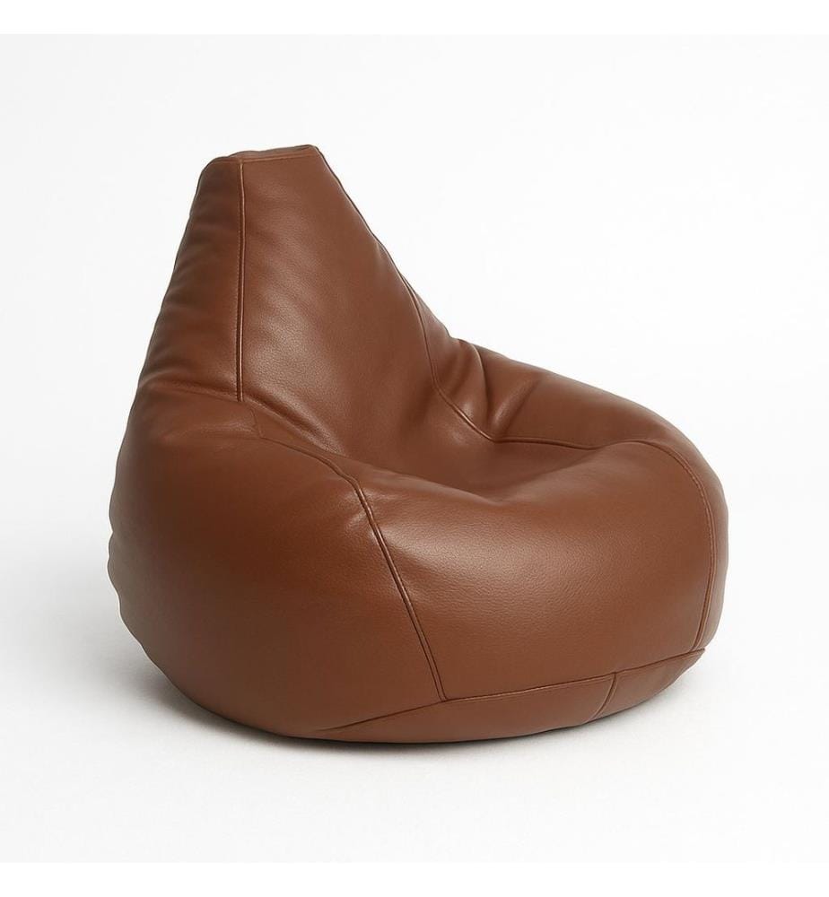 Sac pouf, marron, 100 % polyester, tissu : 100 % simili-cuir : 100 % simili-cuir