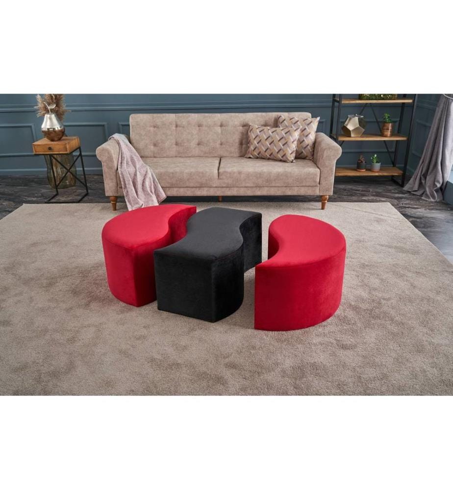 Schwarz,Rot, Klassische Sitzsäcke, %100 Polyester & Velvet