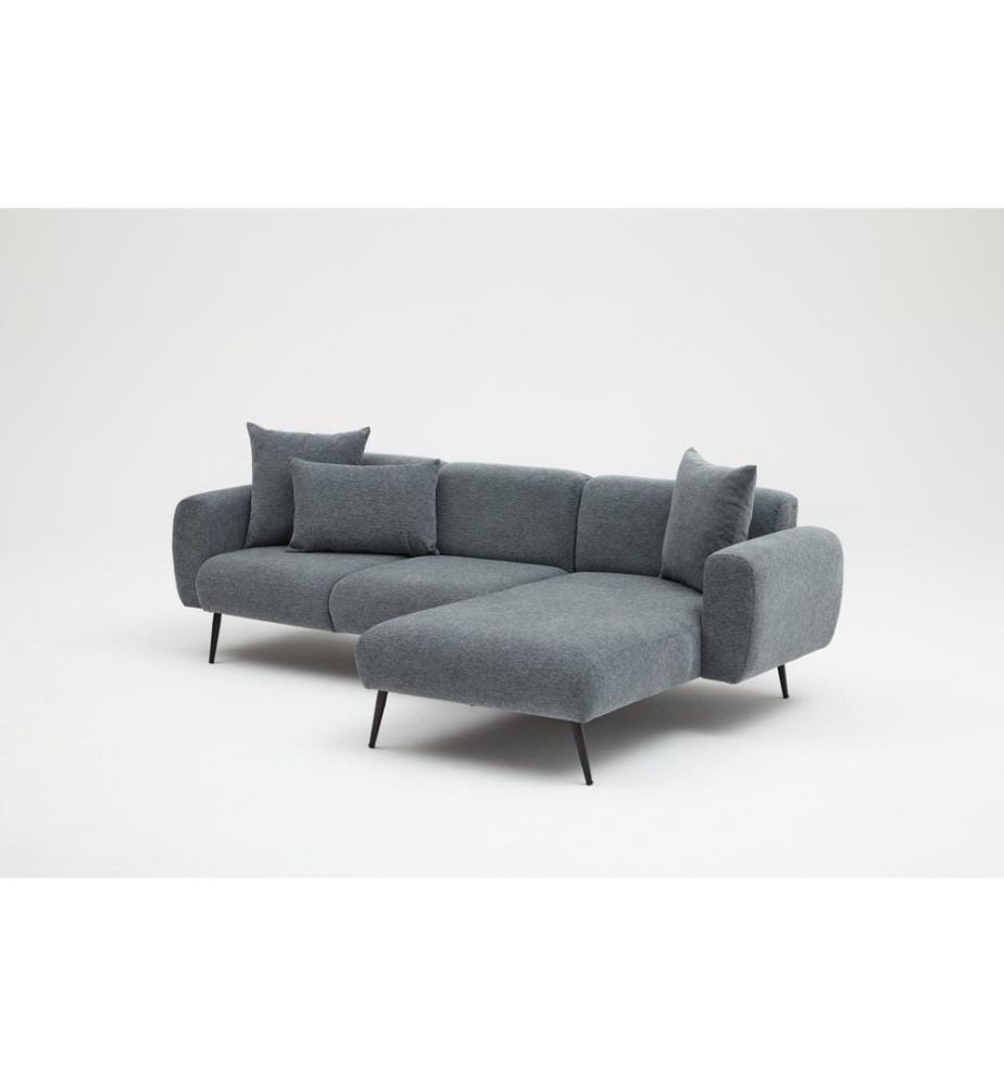 Ecksofa, Anthrazit, Gestell: Buchenholz, Stoff: 100% Polyester (Bouclette Strukturstoff)