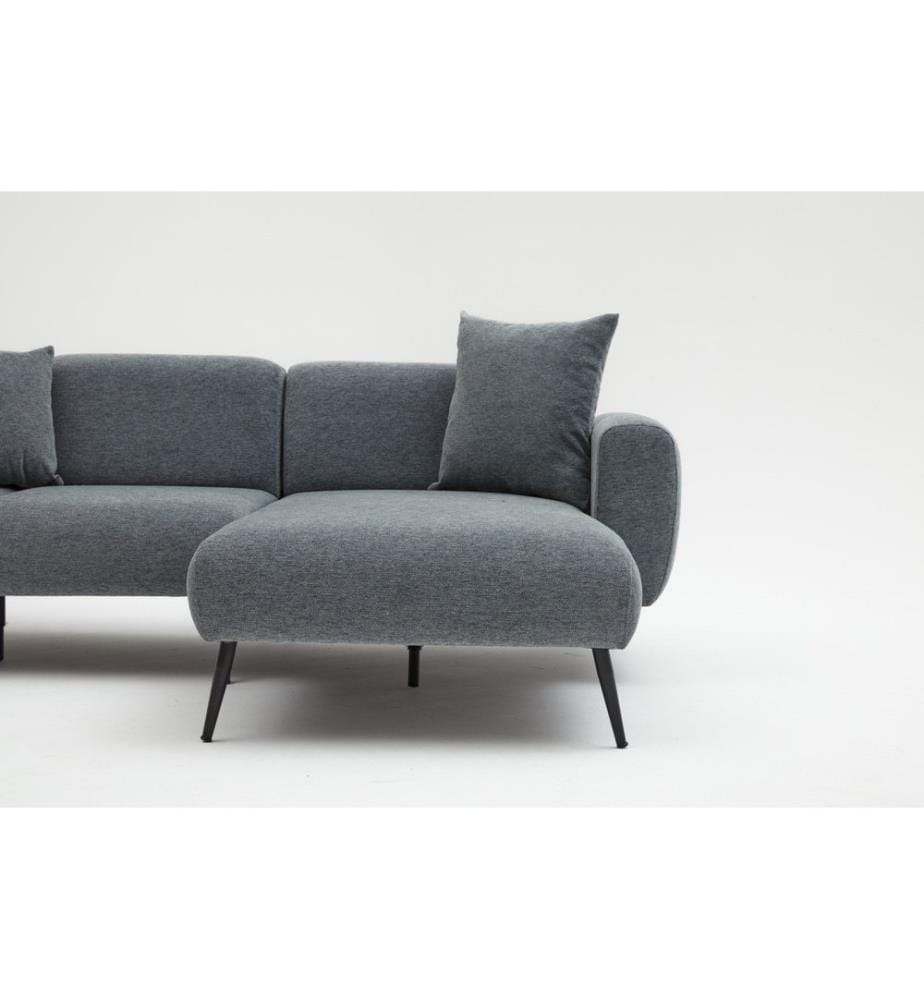 Ecksofa, Anthrazit, Gestell: Buchenholz, Stoff: 100% Polyester (Bouclette Strukturstoff)