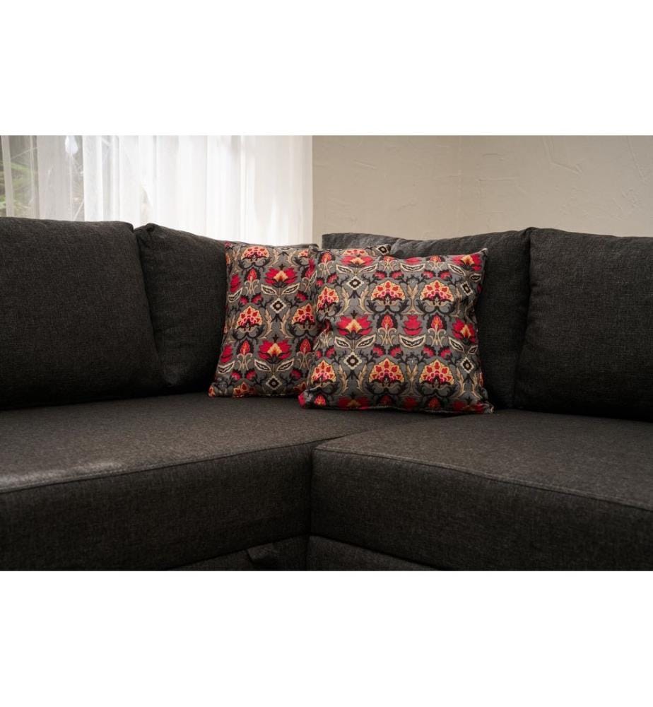 Corner Sofa-Bed, Anthracite, Frame: WOODEN / PARTICLE BOARD, Fabric: COTTON / POLYESTER