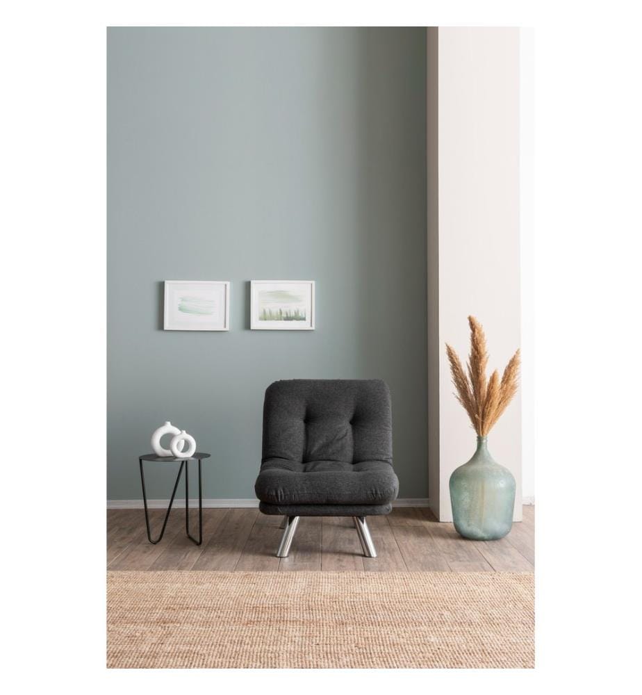Canapé-lit 1 place, gris foncé, structure : 100% métal, tissu : Linen Fabric