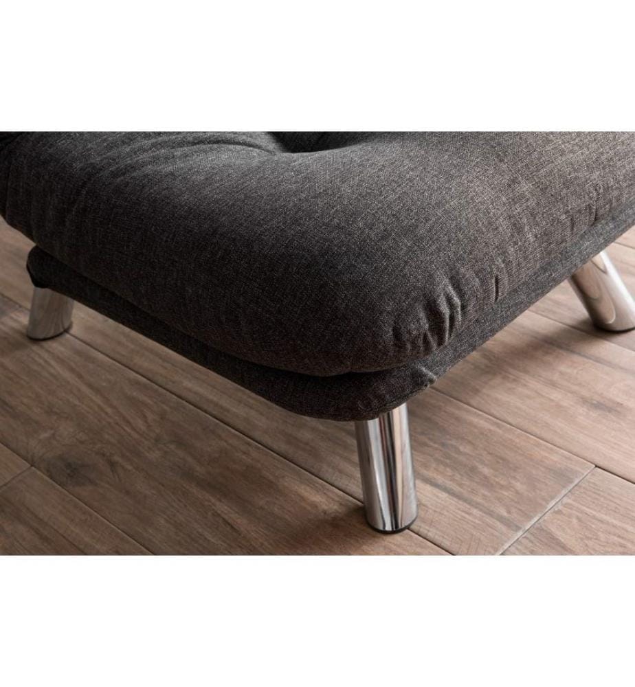 Canapé-lit 1 place, gris foncé, structure : 100% métal, tissu : Linen Fabric