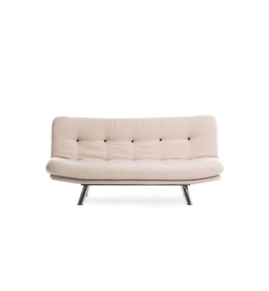 Creme, Gestell: 100% Metall, Stoff:  Linen Fabric, 3-Sitzer Schlafsofa