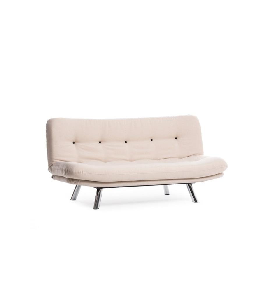 Creme, Gestell: 100% Metall, Stoff:  Linen Fabric, 3-Sitzer Schlafsofa