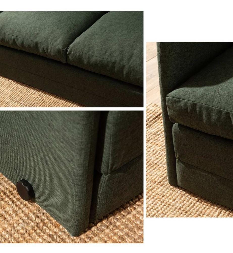2-Seat Sofa-Bed, Green, Frame: 100% METAL , Fabric: LINEN FABRIC, Metal Legs
