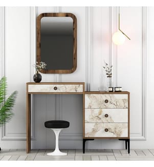 Colore In Noce, Bianco, Cassette Di Cassetti, 84,7X124X40 cm, Piastra Di Particelle Rivestita Di Melamina