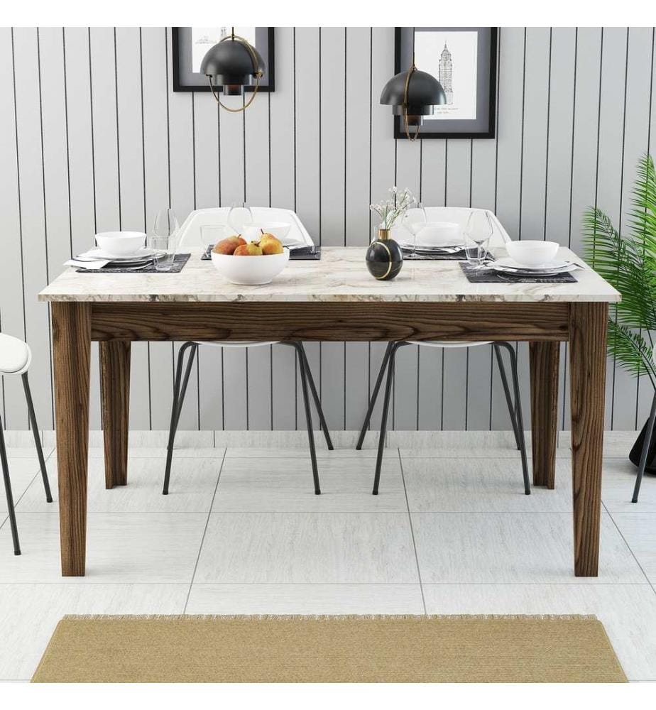 Dining Table, WalnutWhite, Melamine Coated Particle Board