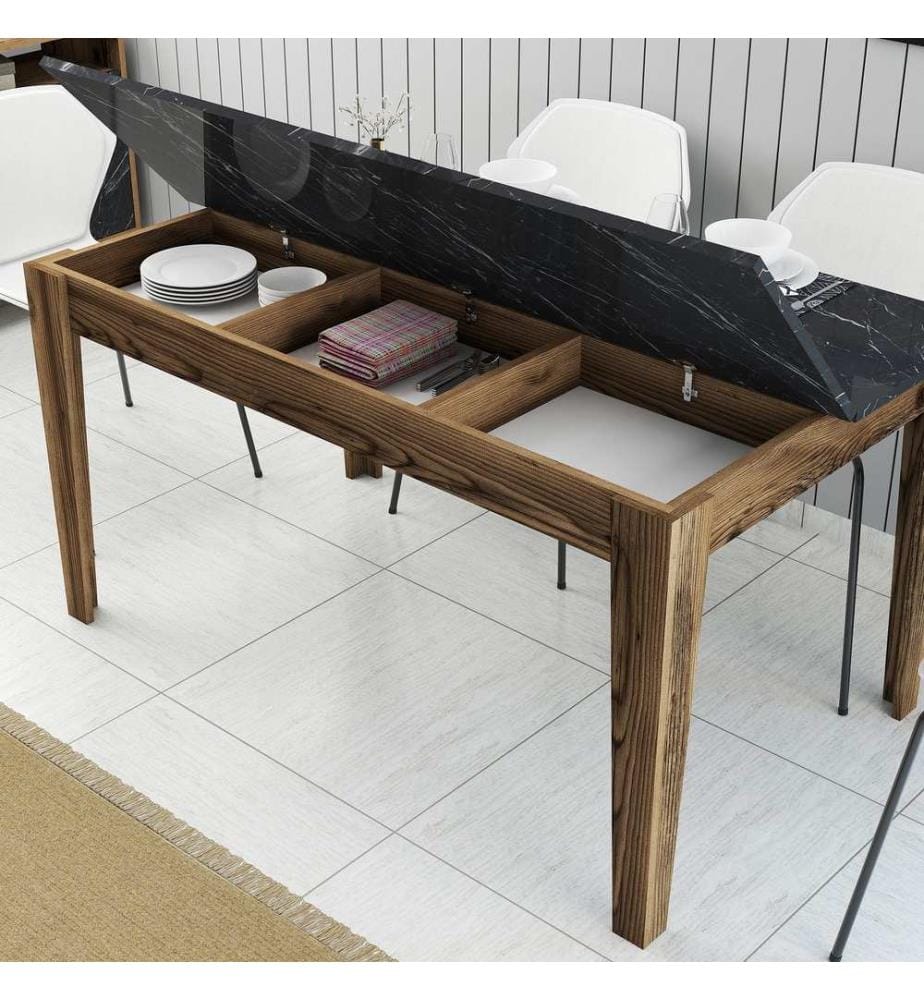 Dining Table, WalnutBlack, Melamine Coated Particle Board