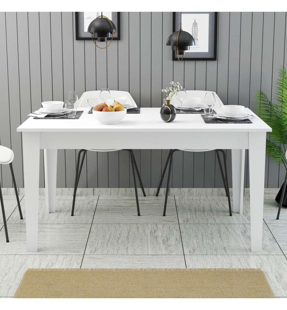 Dining Table, White, Melamine Coated Particle Board