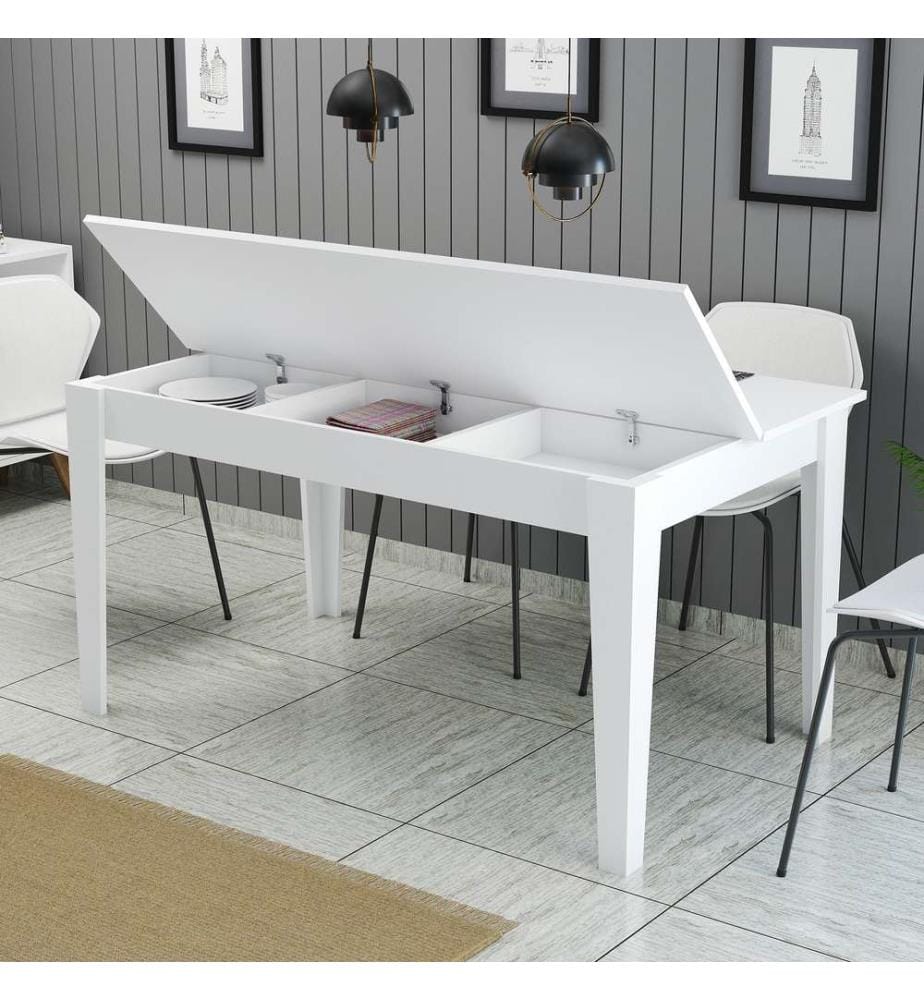 Dining Table, White, Melamine Coated Particle Board